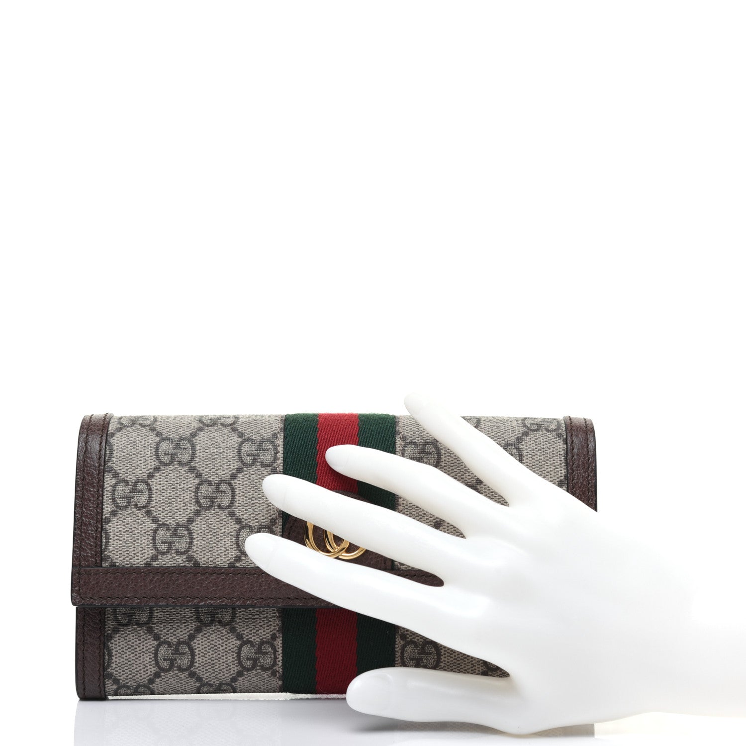 Gucci GG Supreme Monogram Web Ophidia Continental Wallet Brown 2 of 11