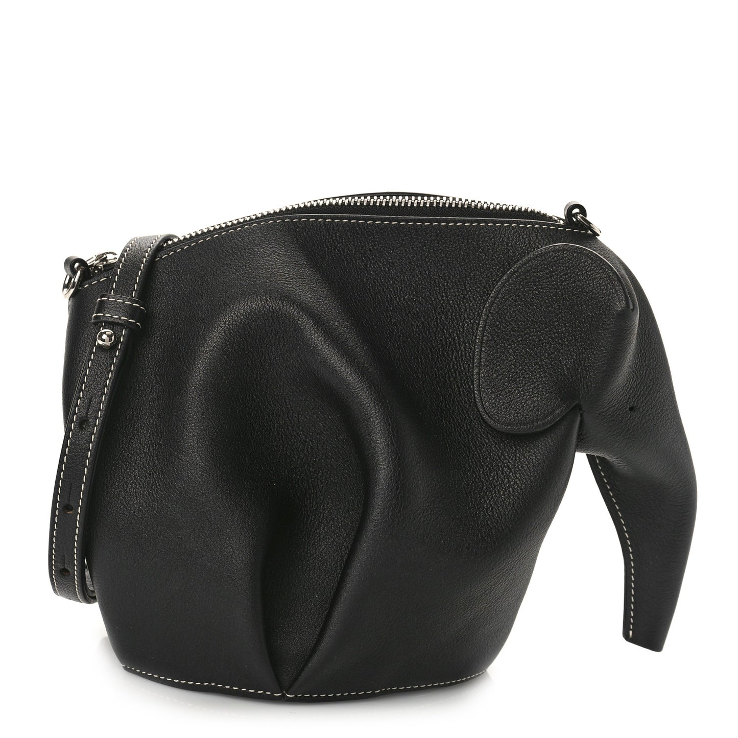 Calfskin Mini Elephant Crossbody Bag Black