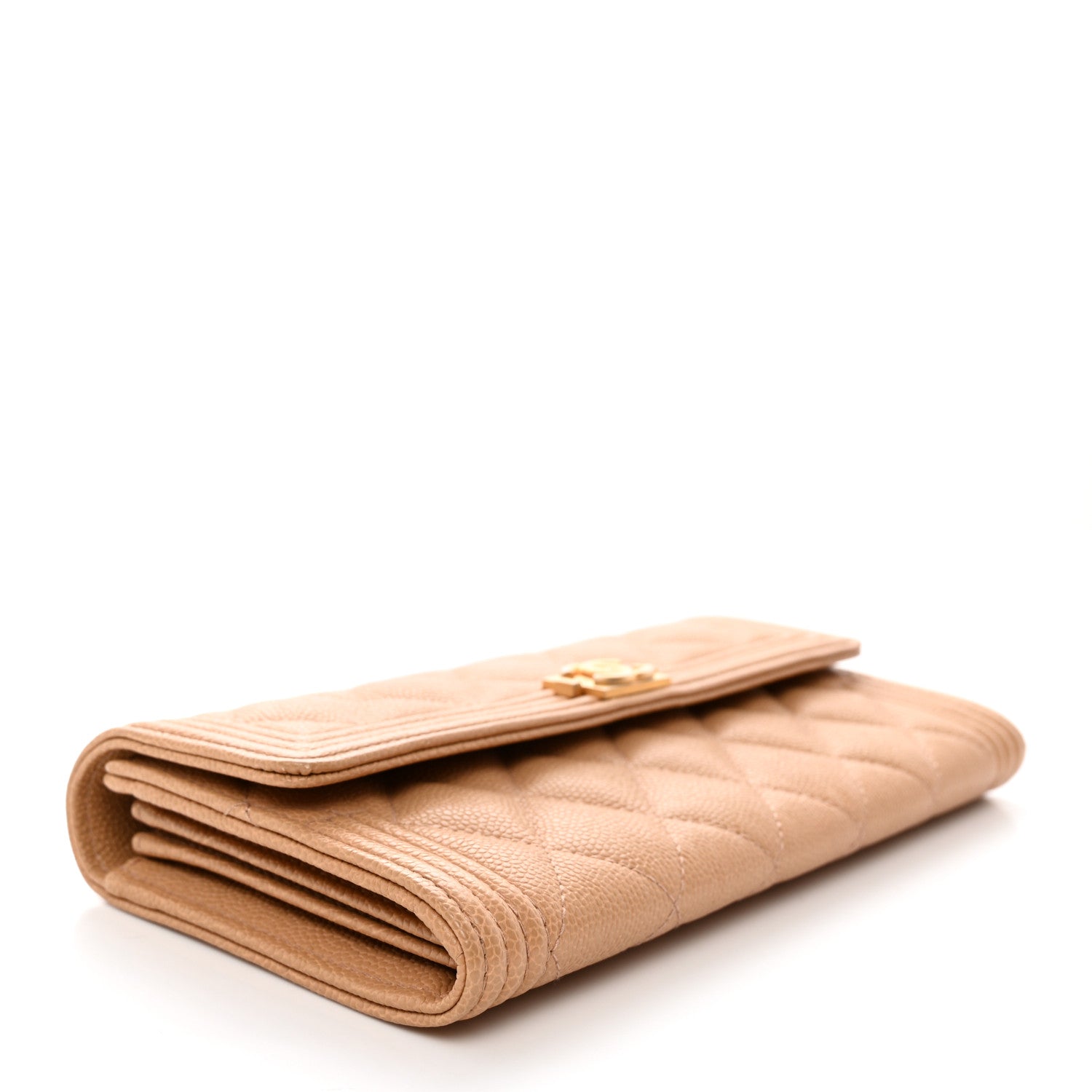 Chanel Caviar Quilted Large Boy Gusset Flap Wallet Beige 4 of 12