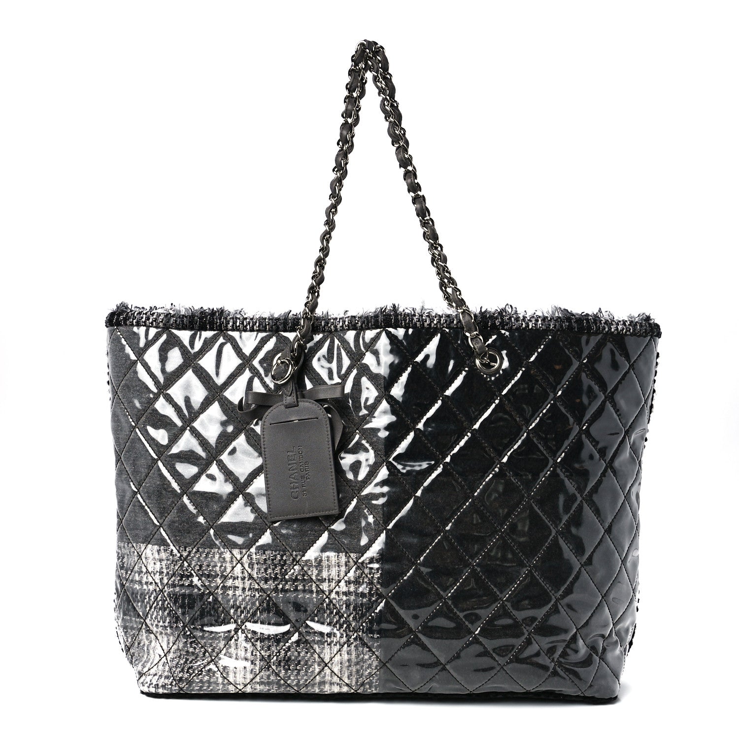Chanel Vinyl Funny Tweed Patchwork Tote Grey 1 of 12