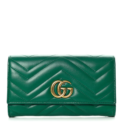Gucci Calfskin Matelasse GG Marmont Continental Wallet Emerald Green 1 of 11