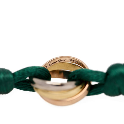 Cartier 18K Pink Yellow White Gold Trinity Adjustable Cord Bracelet Green 3 of 4
