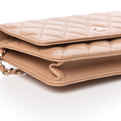 Chanel Caviar Quilted Wallet On Chain WOC Beige 9 of 11