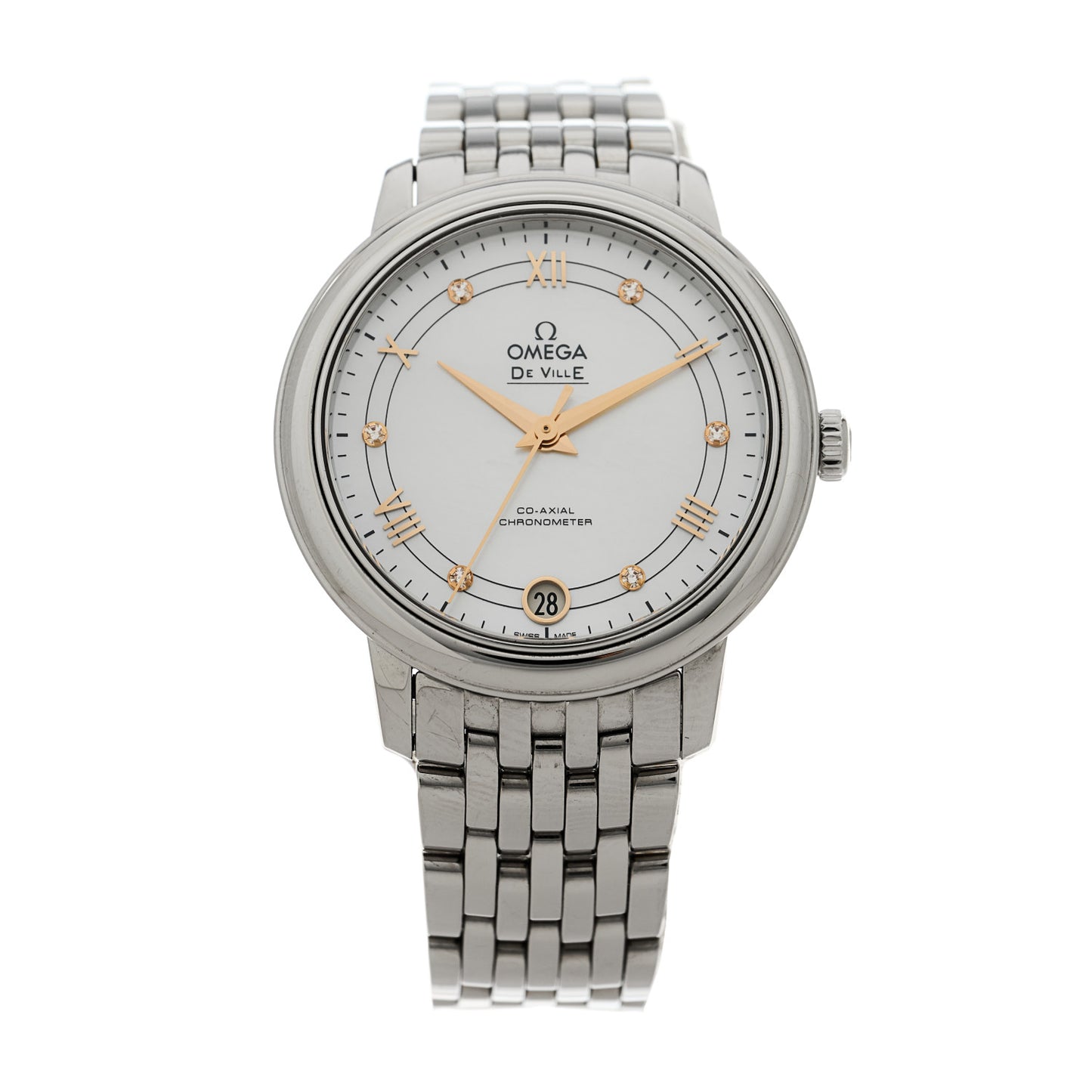 Stainless Steel Diamond Mother of Pearl 33mm De Ville Prestige Automatic Watch 424.10.33.20.55.002