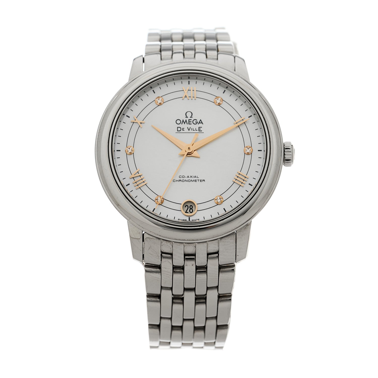 Omega Stainless Steel Diamond Mother of Pearl 33mm De Ville Prestige Automatic Watch 424.10.33.20.55.002 1 of 5