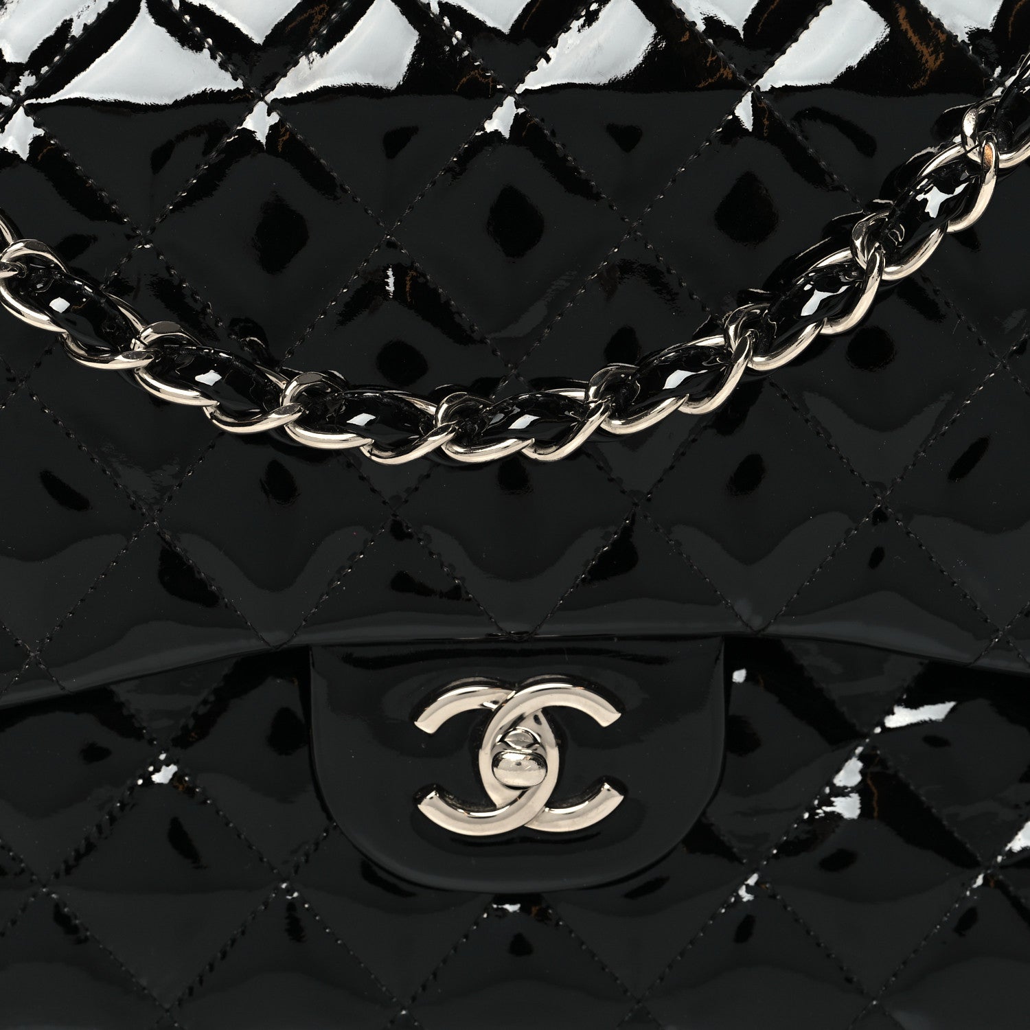 Chanel Patent Quilted Jumbo Double Flap Black 8 of 13