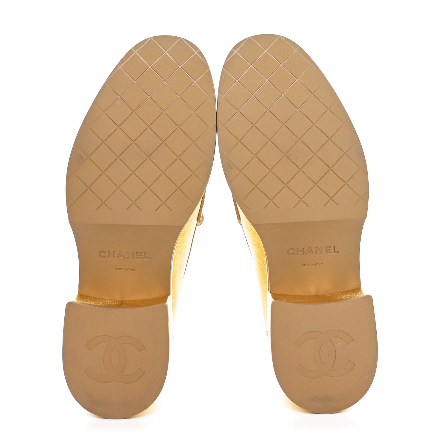 Chanel Laminated Calfskin CC Platform Loafers 38.5 Golden 6 of 8