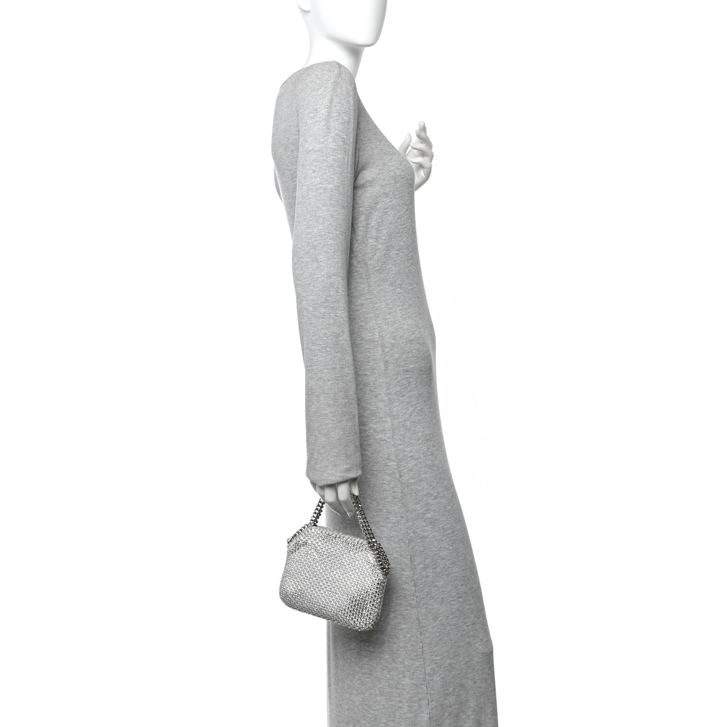 Crystal Mesh Tiny Falabella Crossbody Bag Oyster