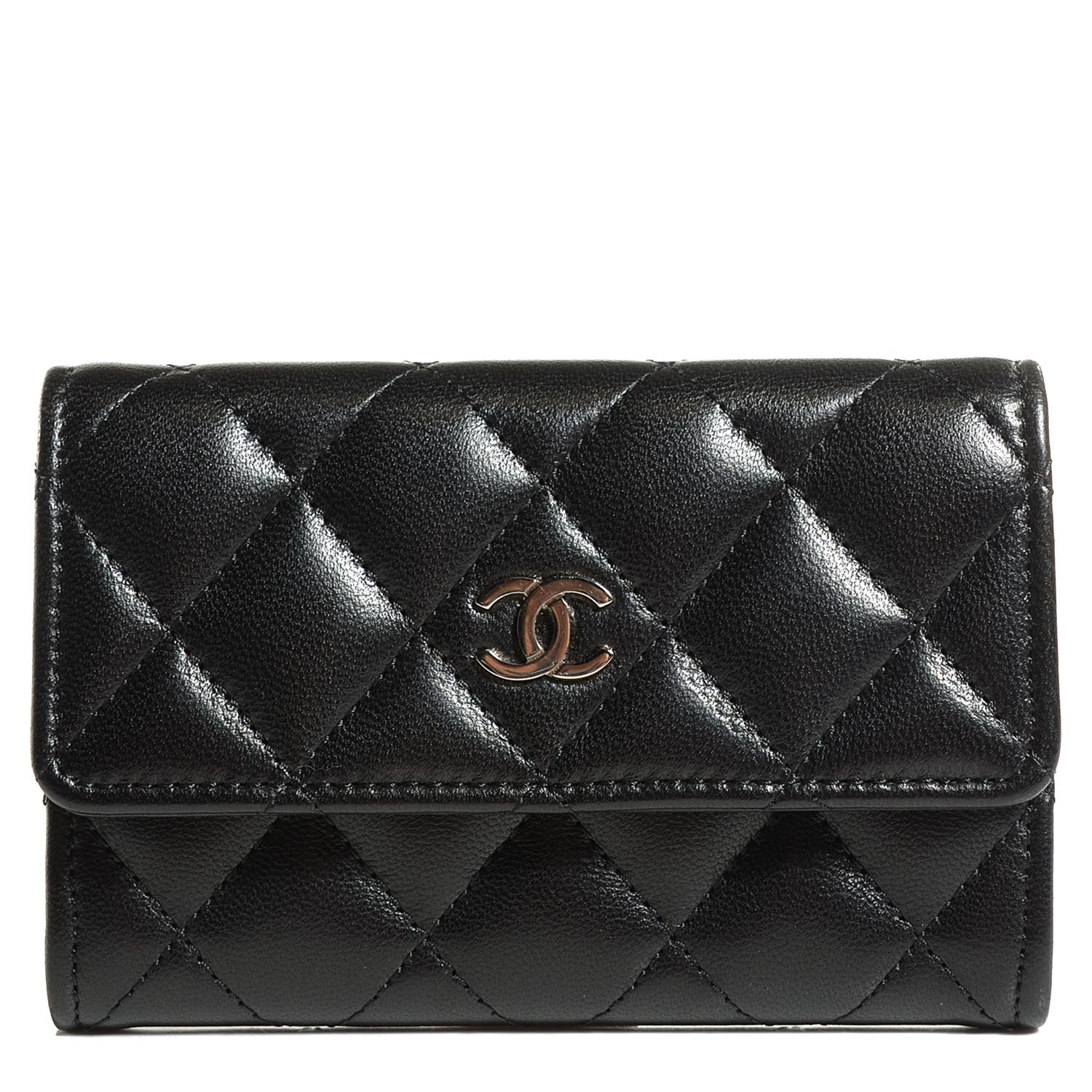 Chanel Lambskin Quilted Flap Card Holder Black 1 of 9
