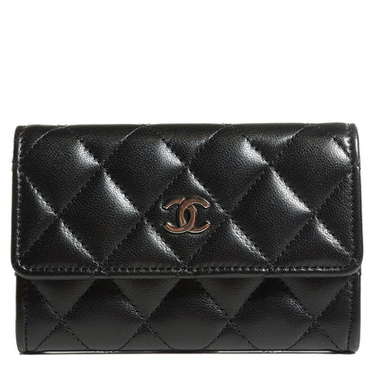 Chanel Lambskin Quilted Flap Card Holder Black 1 of 9