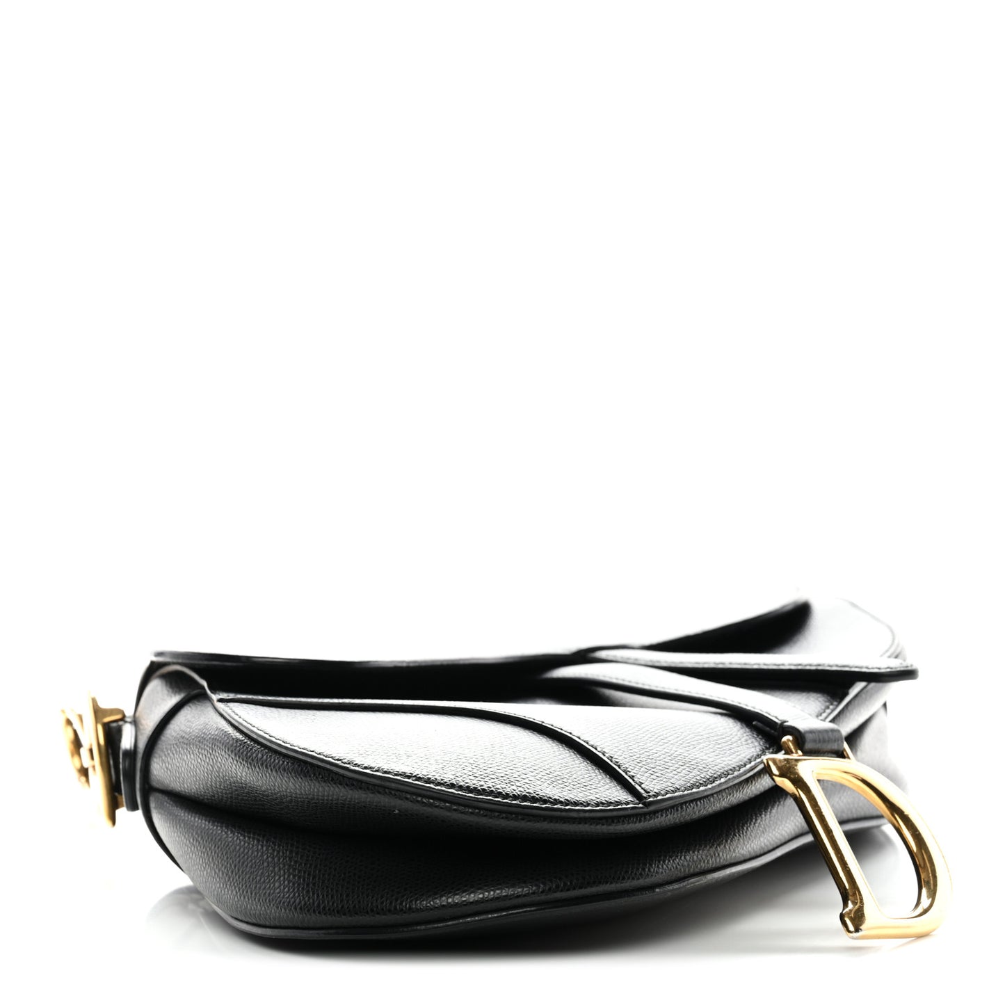 Grained Calfskin Saddle Bag Black