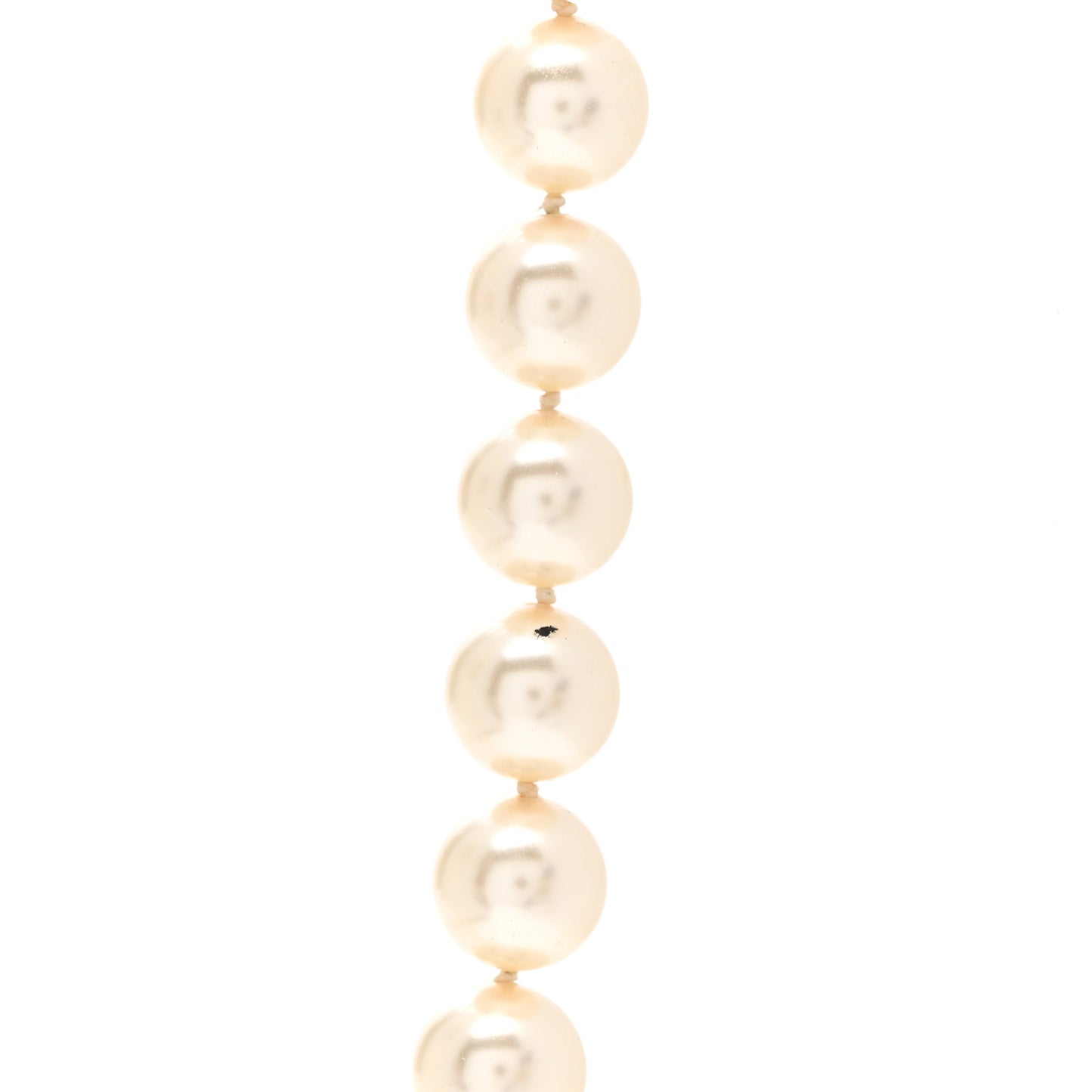 Crystal Pearl CC Long Necklace Silver