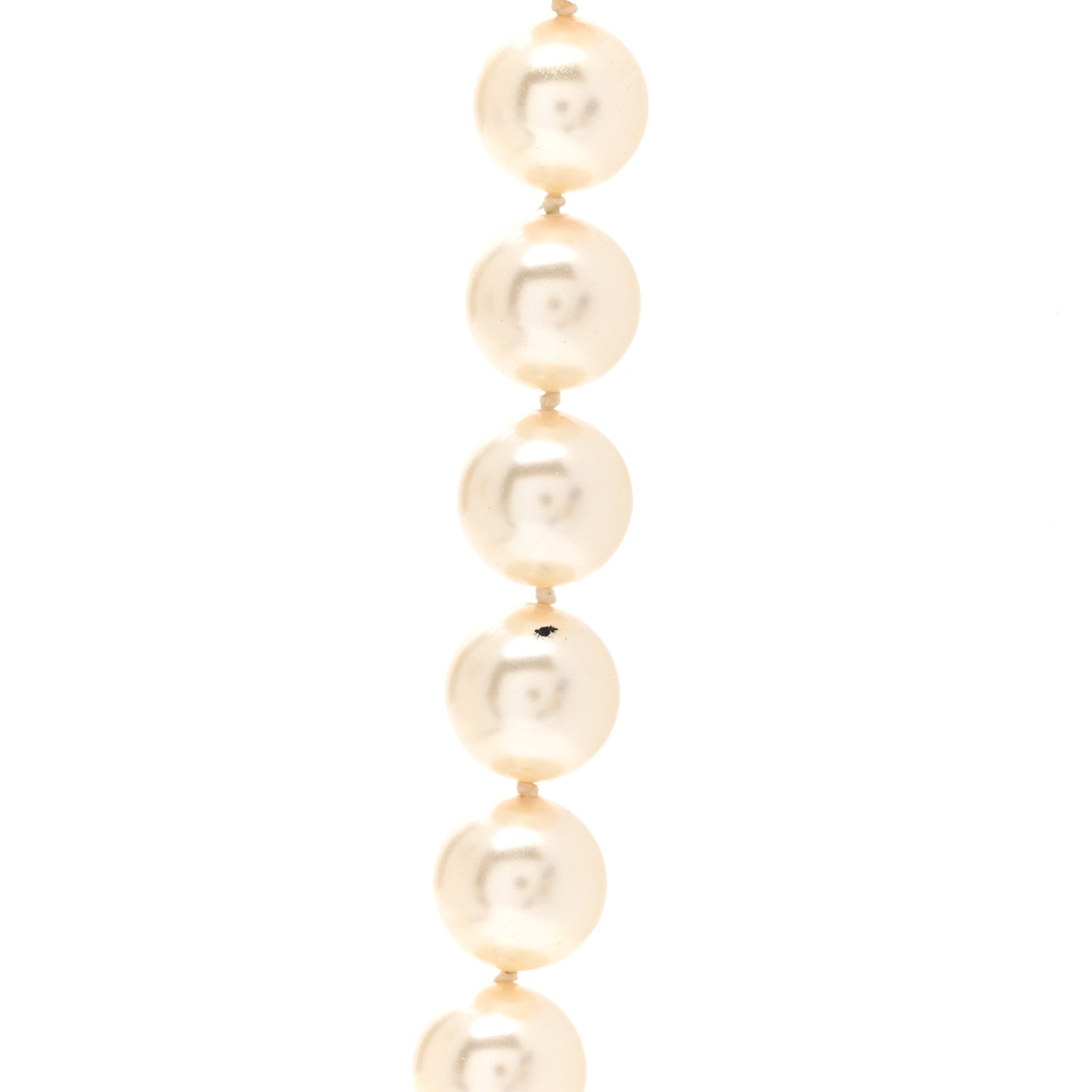 Chanel Crystal Pearl CC Long Necklace Silver 5 of 7