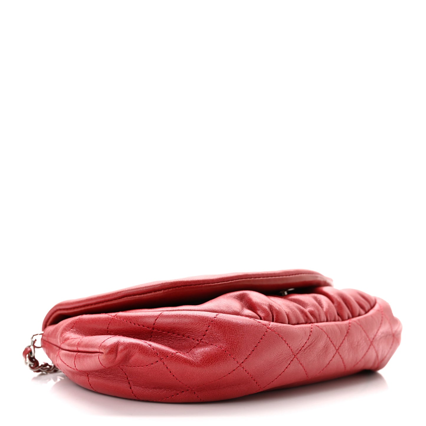 Lambskin Half Moon Wallet On Chain WOC Red