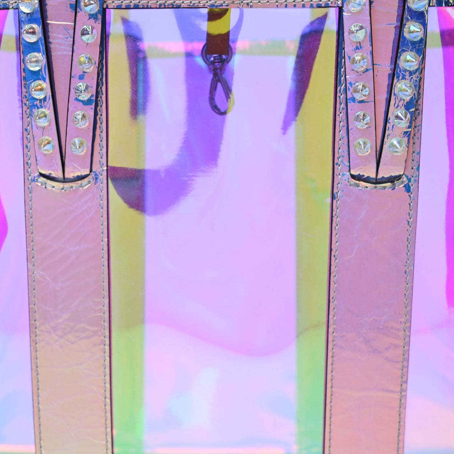 PVC Spikes East West Cabata Tote Clear Multicolor