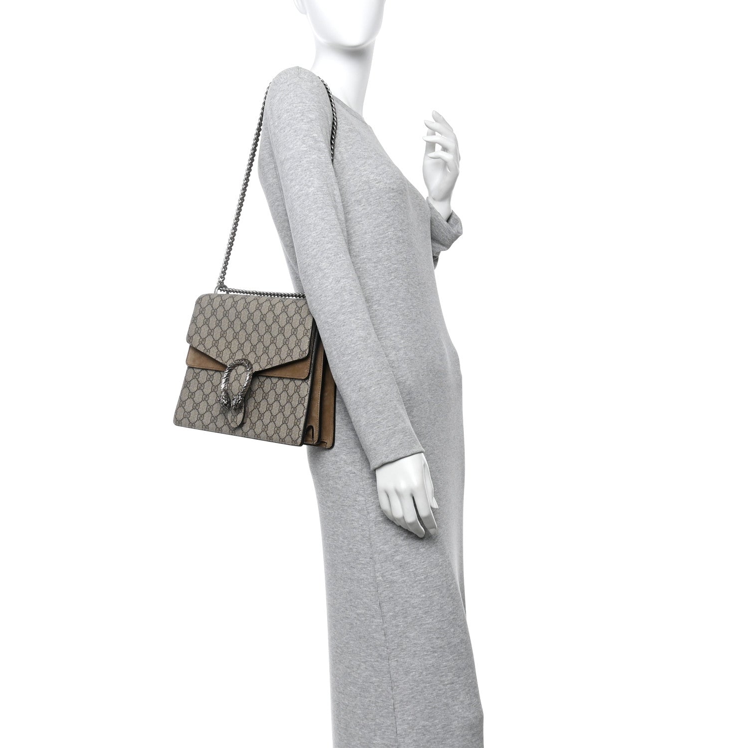 Gucci GG Supreme Monogram Medium Dionysus Shoulder Bag Taupe 2 of 10