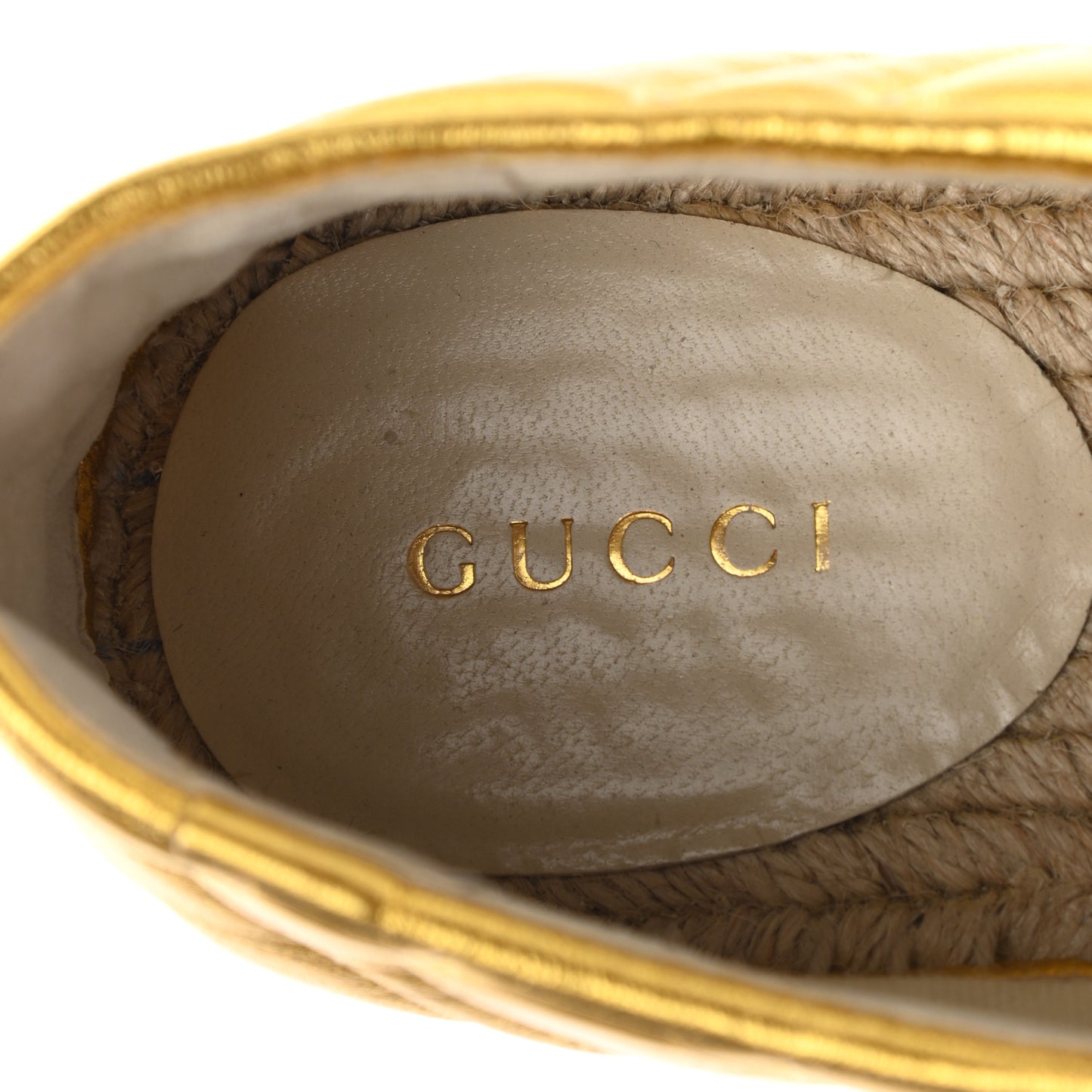 Metallic Nappa Matelasse GG Pilar Flatform Lace-Up Espadrilles 39 Oro Vecchio