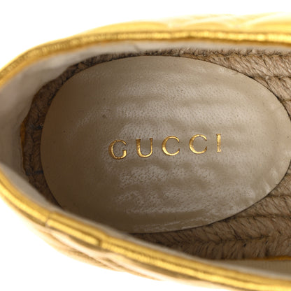 Gucci Metallic Nappa Matelasse GG Pilar Flatform Lace-Up Espadrilles 39 Oro Vecchio 9 of 11