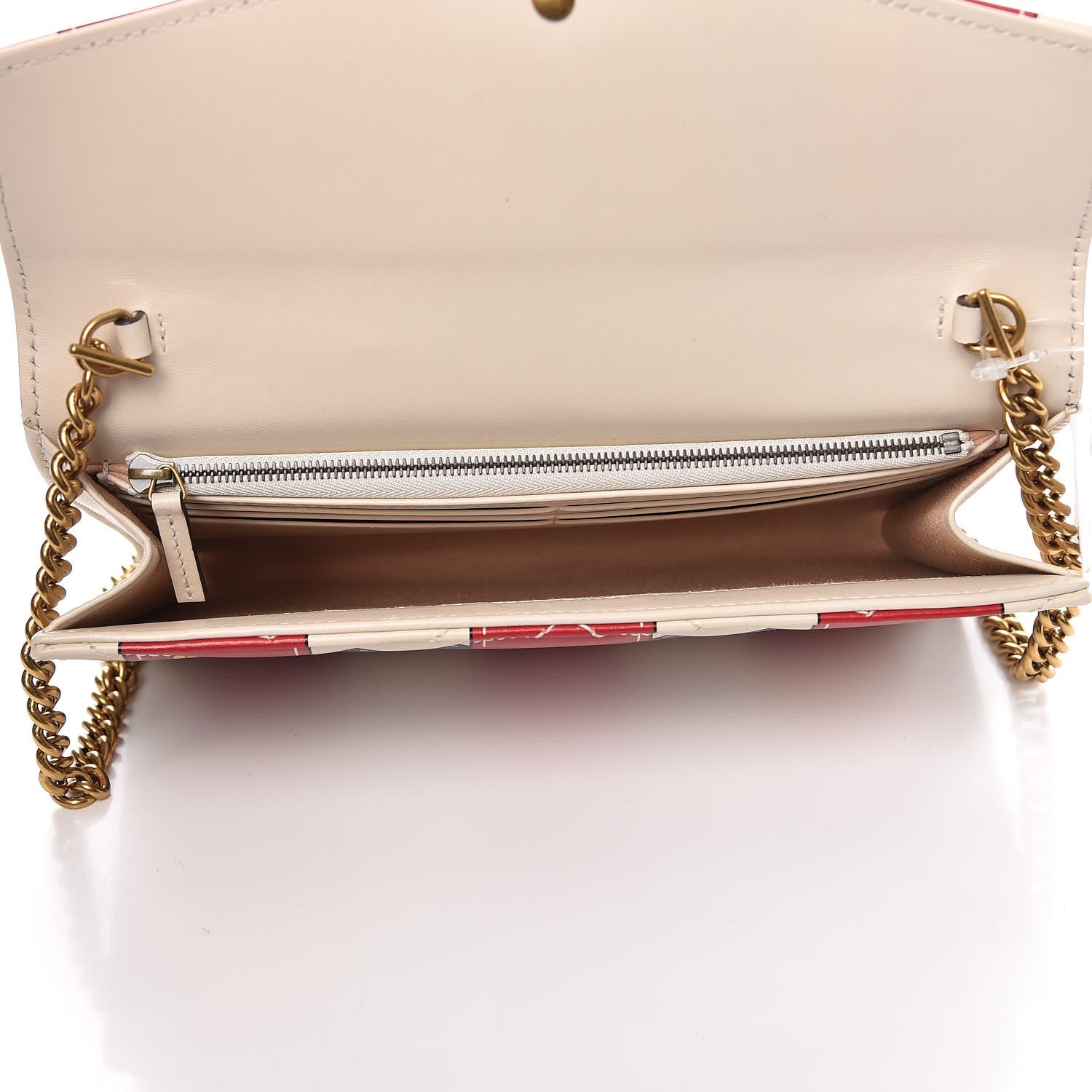 Gucci Calfskin Matelasse Trompe L'Oeil Print Mini GG Marmont Chain Wallet White 5 of 8