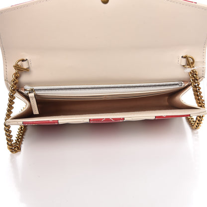 Gucci Calfskin Matelasse Trompe L'Oeil Print Mini GG Marmont Chain Wallet White 5 of 8