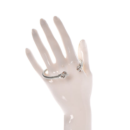 David Yurman Sterling Silver Diamond Morganite 4mm Cable Wrap Bracelet 2 of 5