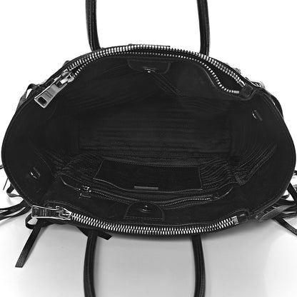 Prada Glace Calf Twin Pocket Fringe Tote Black 5 of 16