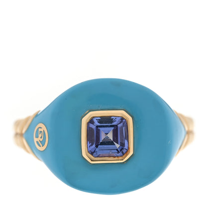 David Yurman 14K Yellow Gold Sterling Silver Enamel Tanzanite Pinky Ring 57 8 1 of 5