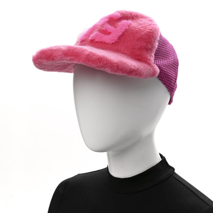 Fendi Cotton Shearling FF Baseball Hat M Fucshia 2 of 10