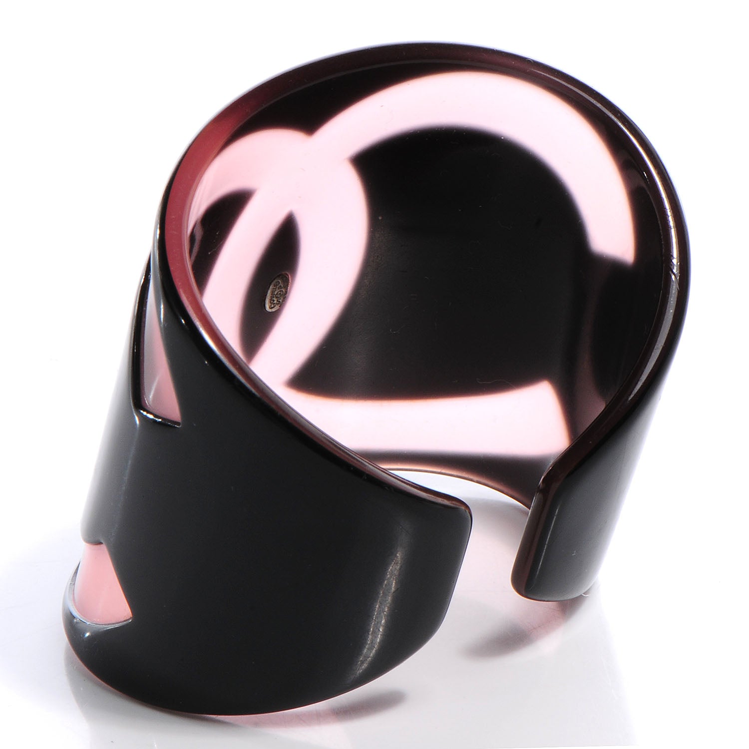 Chanel Resin CC Cuff Black Pink 3 of 5