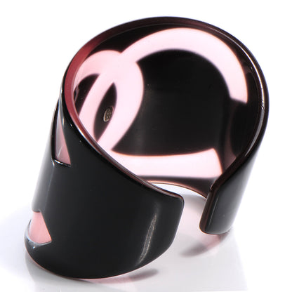 Chanel Resin CC Cuff Black Pink 3 of 5