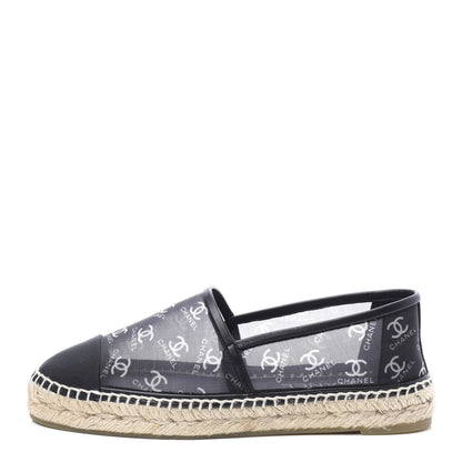 Chanel Mesh Grosgrain CC Espadrilles 38 Black White 1 of 10