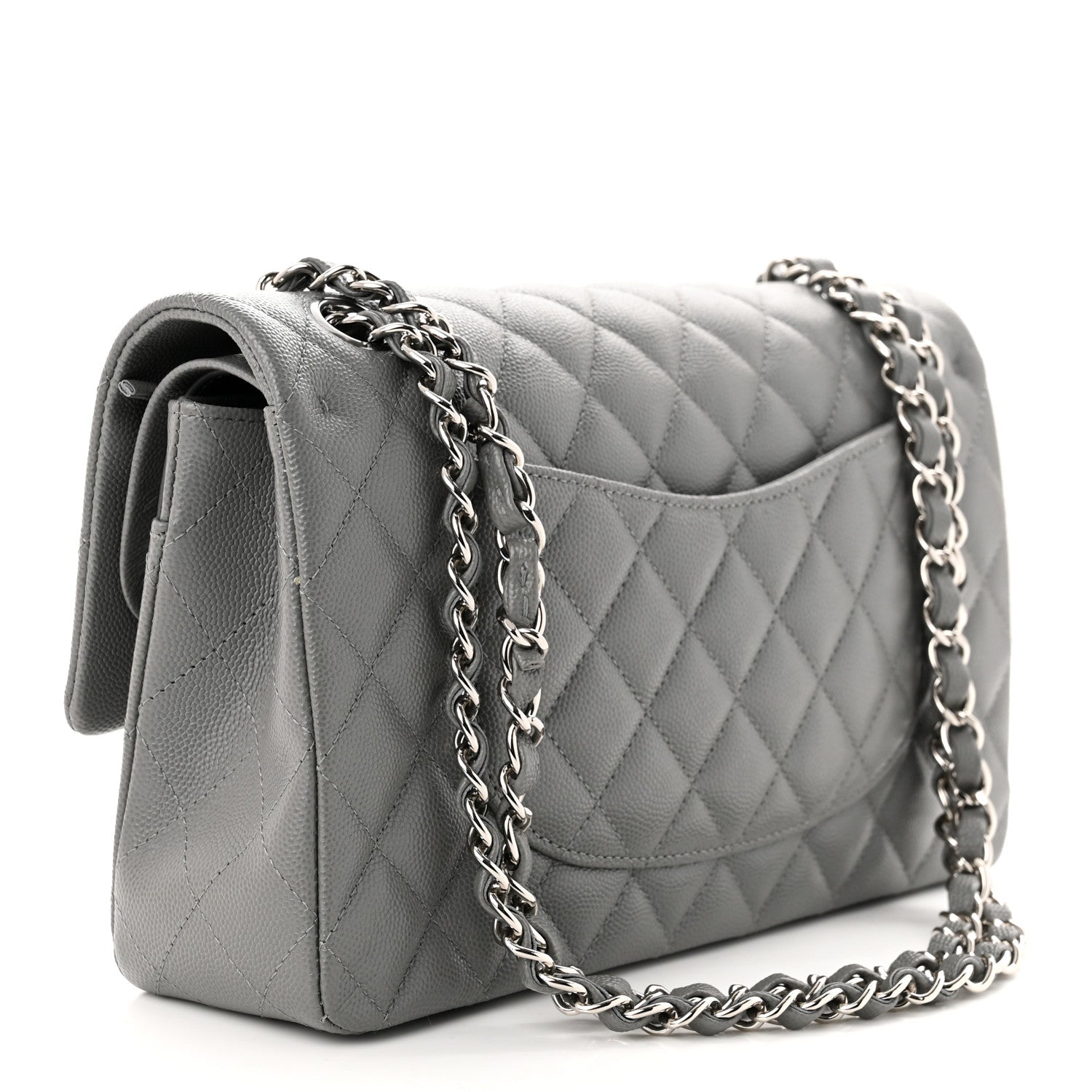 Chanel Caviar Quilted Medium Double Flap Grey 3 of 11