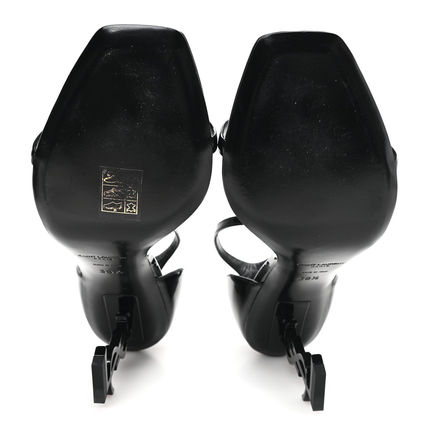 Saint Laurent Patent Calfskin Opyum 85 Sandals 38.5 Black 6 of 10