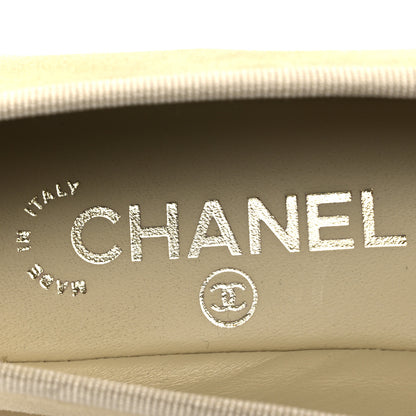 Chanel Suede Cap Toe CC Ballerina Flats 36.5 Light Yellow Gray 10 of 10