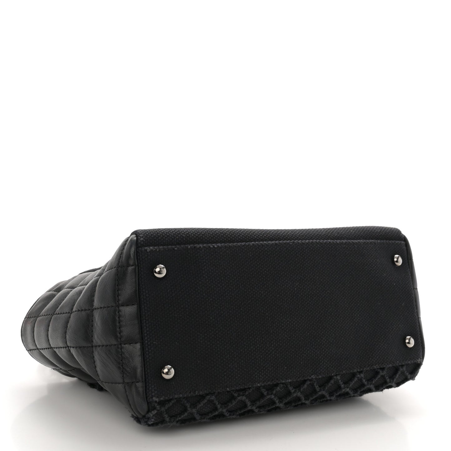 Lambskin Canvas Chocolate Bar CC Shopping Tote Black