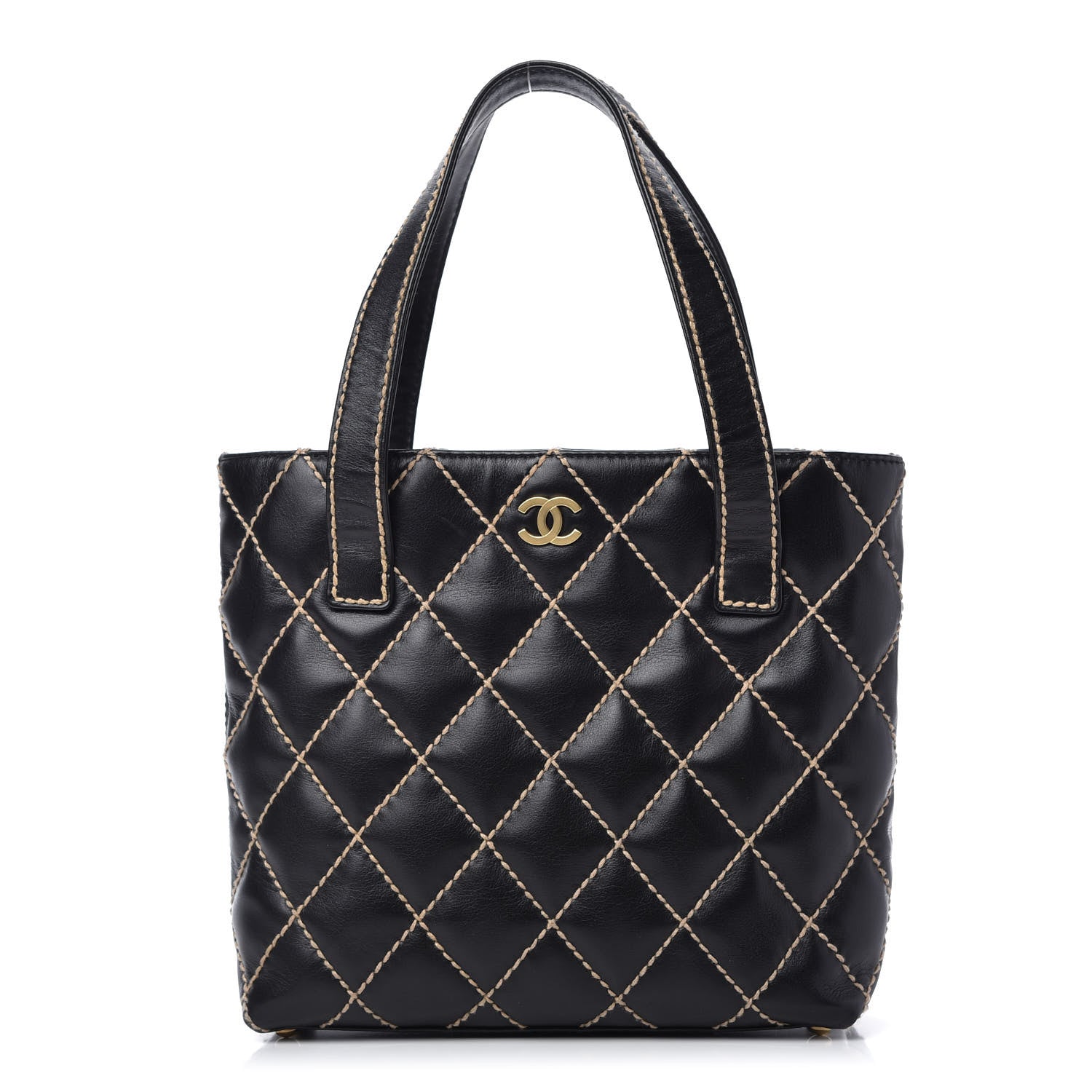 Chanel Calfskin Contrast Stitch Surpique Tote Black 1 of 10