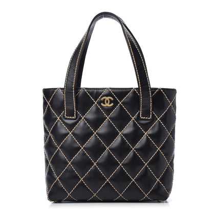 Chanel Calfskin Contrast Stitch Surpique Tote Black 1 of 10