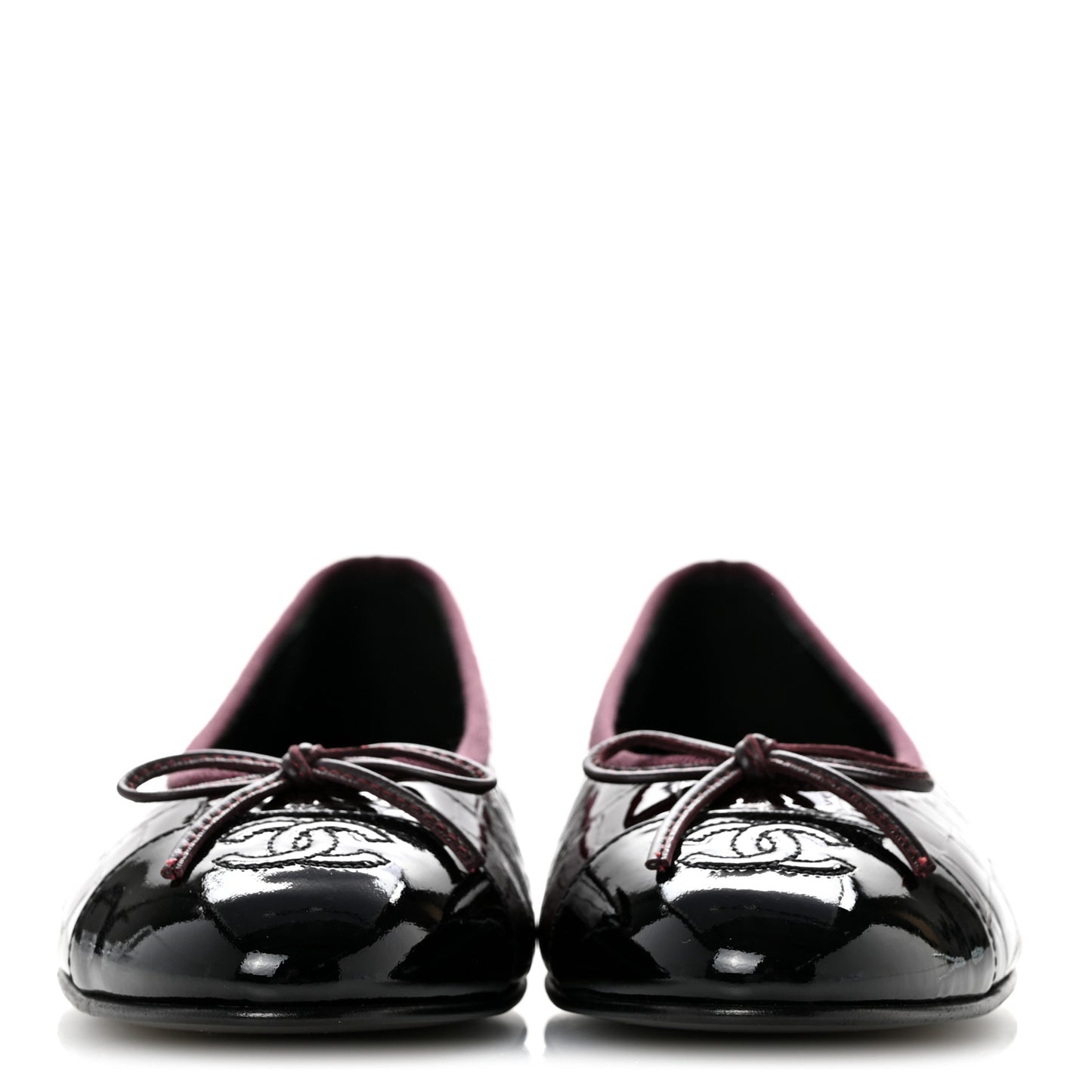 Patent Calfskin Crocodile Embossed Ballerina Flats 39 Dark Burgundy Black