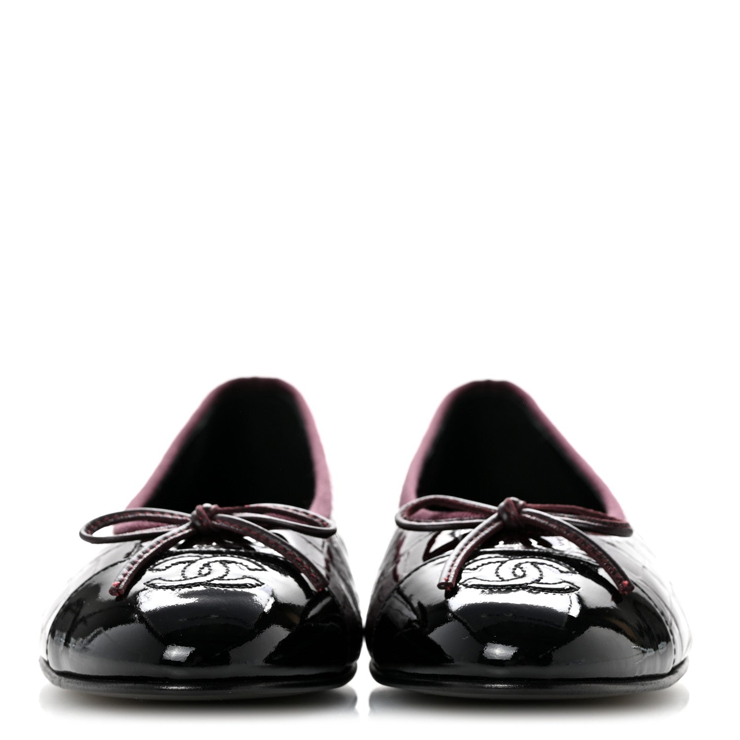 Chanel Patent Calfskin Crocodile Embossed Ballerina Flats 39 Dark Burgundy Black 3 of 9