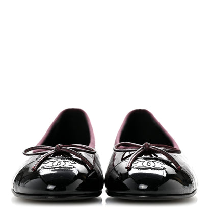 Chanel Patent Calfskin Crocodile Embossed Ballerina Flats 39 Dark Burgundy Black 3 of 9