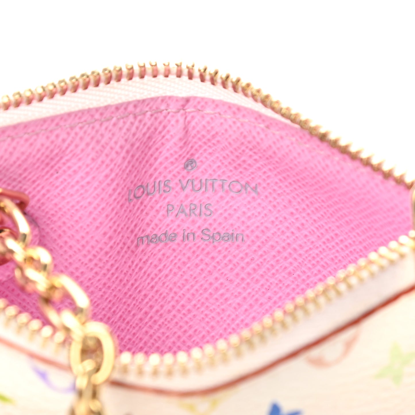 Monogram Multicolor Key Pouch White Litchi