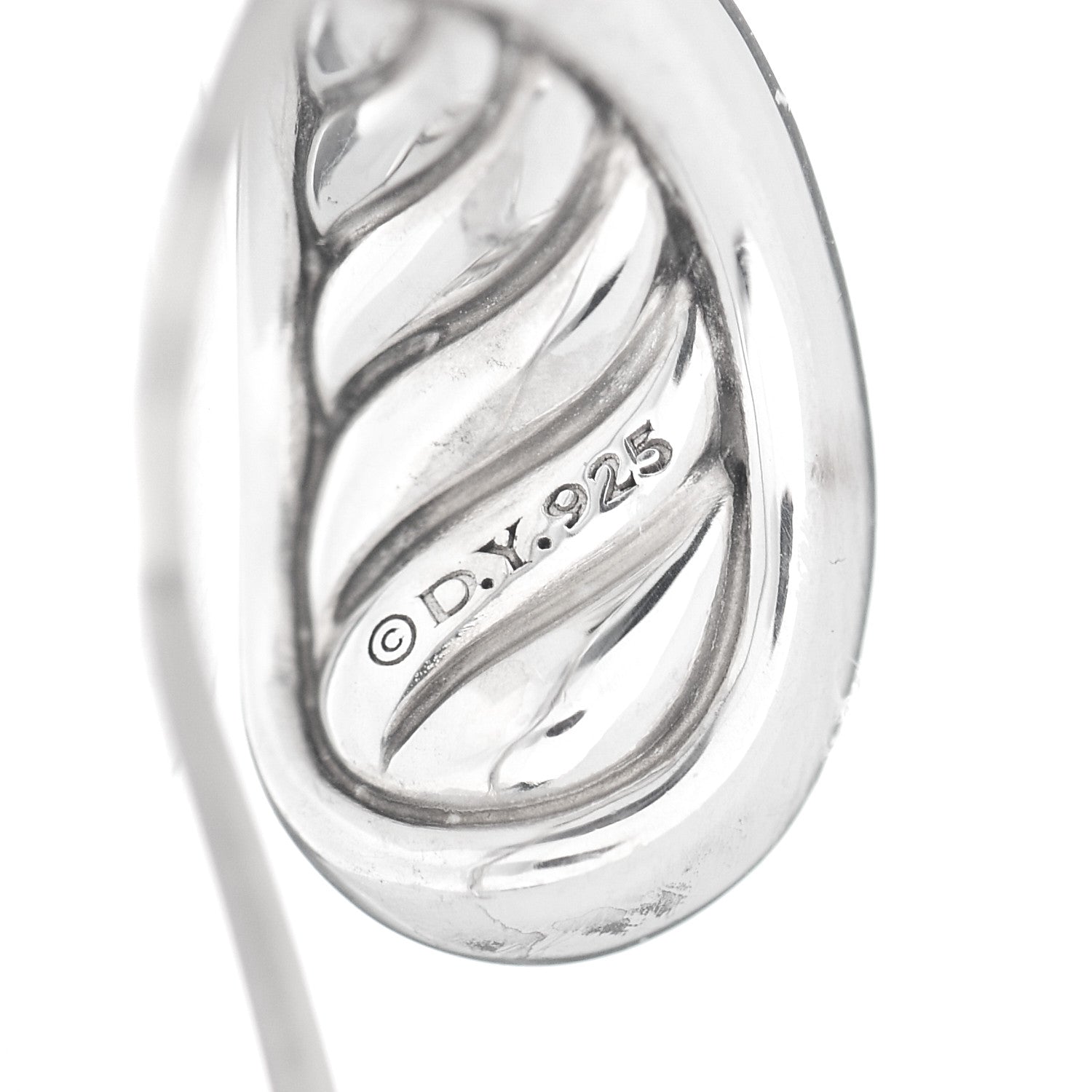 David Yurman Sterling Silver Diamond 15mm Pure Form Earrings 4 of 4