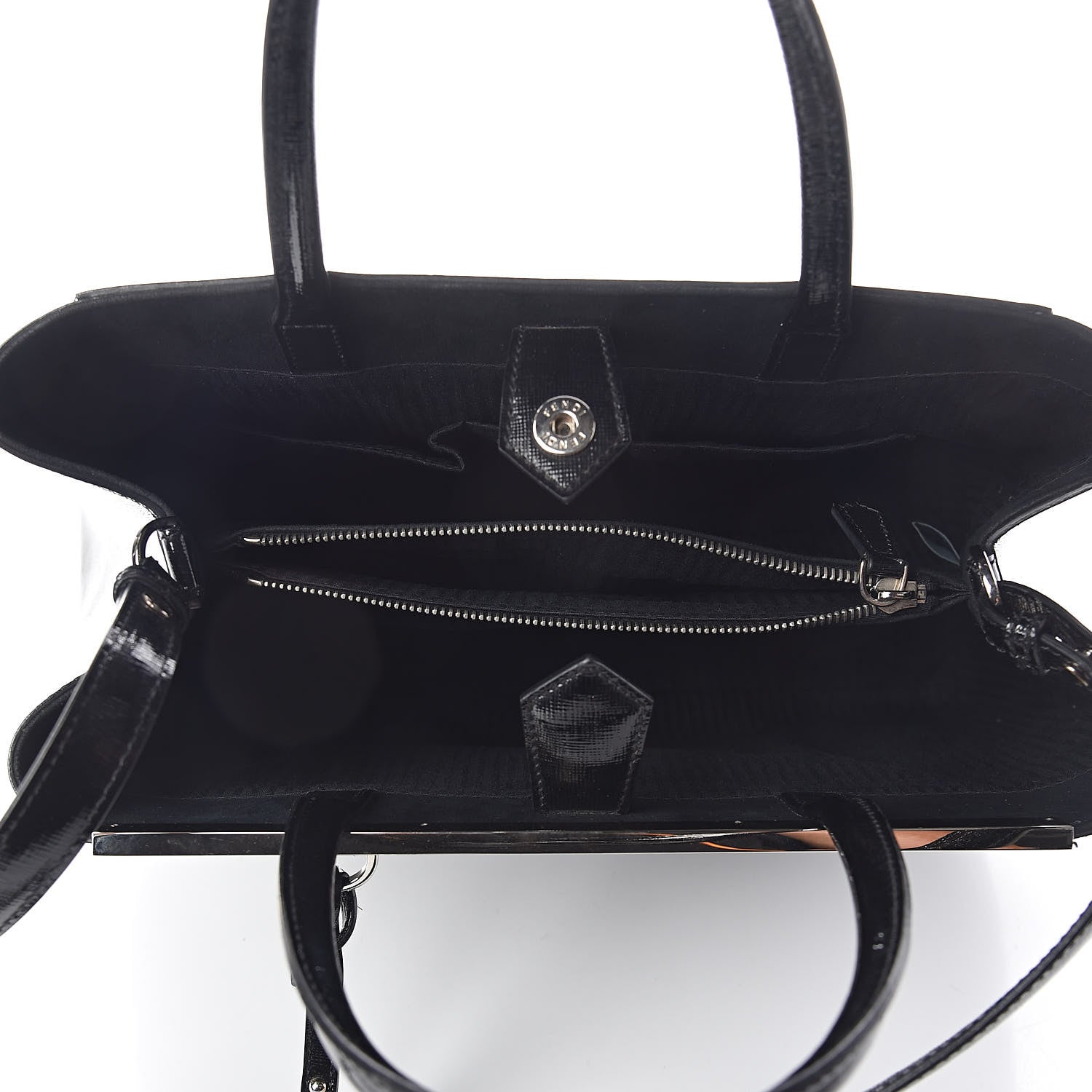 Fendi Patent Vitello Elite Regular 2Jours Tote Black 5 of 11