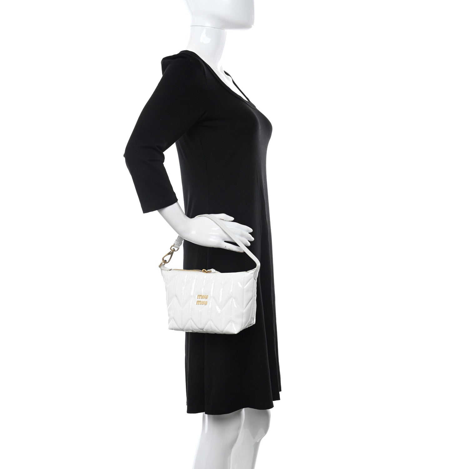 Miu Miu Iridescent Fabric Quilted Mini Spirit Ciré Bag White 2 of 10