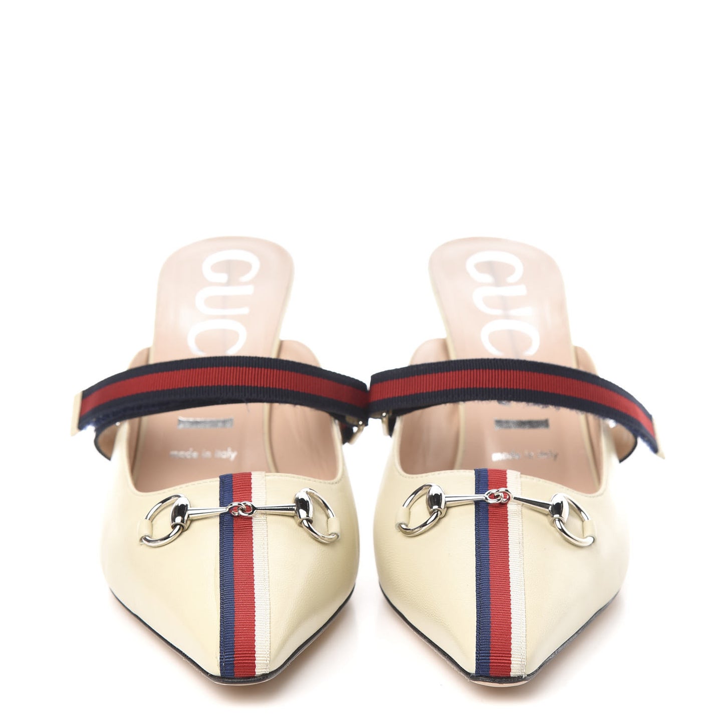 Malaga Kid Sylvie Web Cross Strap Mid-Heel Slides 39 Vintage White