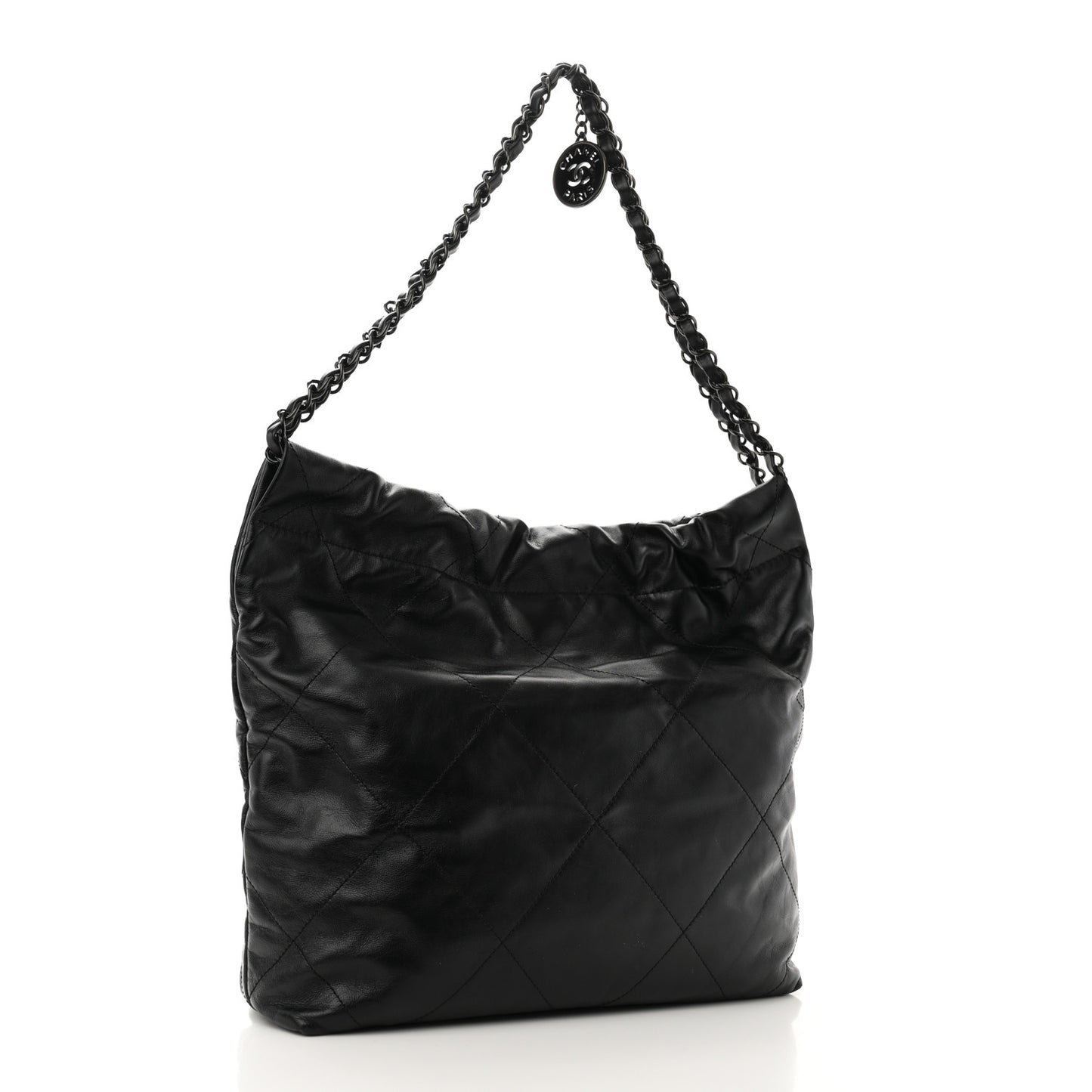 Shiny Calfskin Quilted Small Chanel 22 So Black