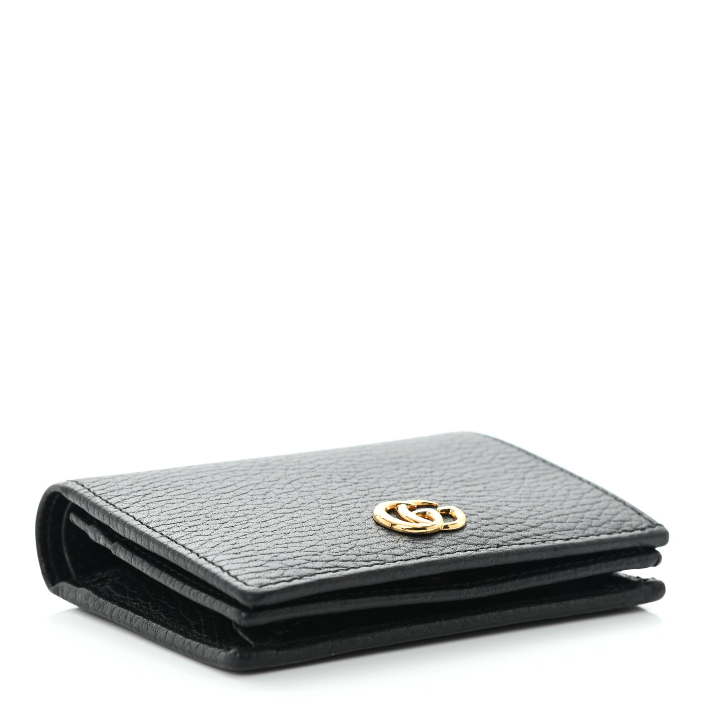 Pebbled Calfskin GG Marmont Card Case Black