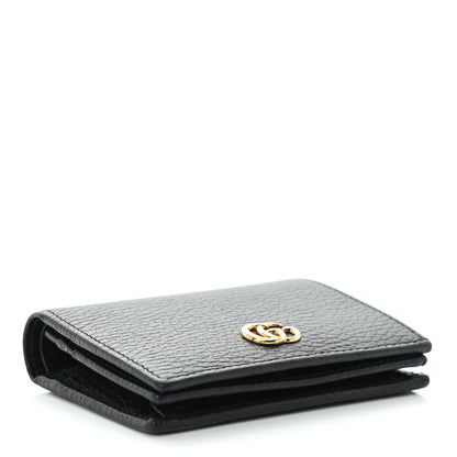 Gucci Pebbled Calfskin GG Marmont Card Case Black 4 of 9