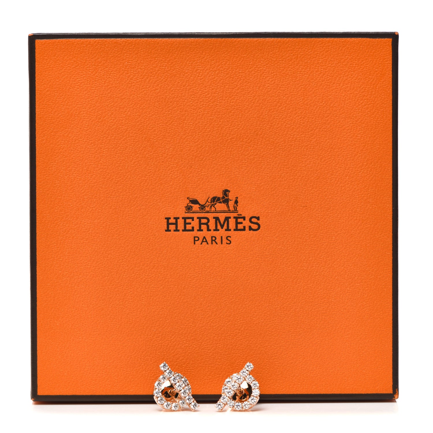 Hermes 18K Rose Gold Diamond Finesse Earrings 5 of 5