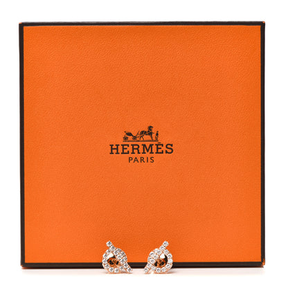Hermes 18K Rose Gold Diamond Finesse Earrings 5 of 5